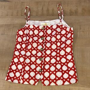 Anna Cate Harris Trellis Tank in Red Small NWT Preppy Boutique Top 100% Cotton